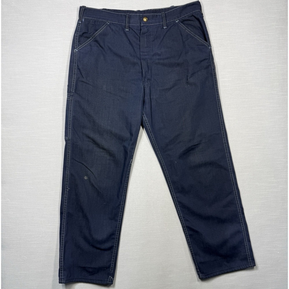 Vintage Sears Work Pants Mens 40X32 Blue Worn Distressed Stained